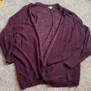 Purple open front cardigan